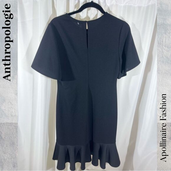Anthropologie by Marina Black Ruffle Hem MIDI Dress Size Medium New - Picture 6 of 6